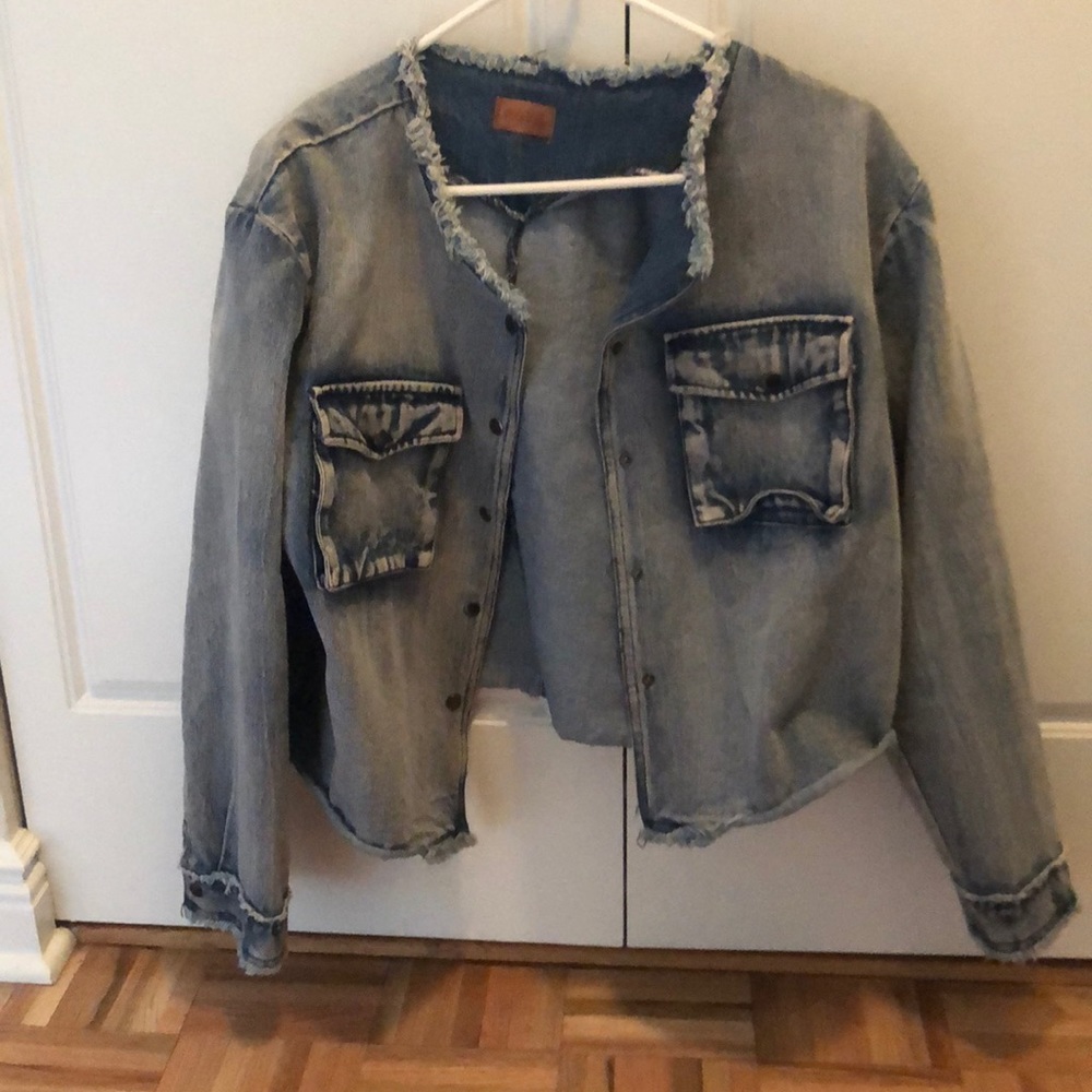 Crew cut light wash denim jacket